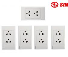 Bộ 05 Ổ cắm đôi 3 chấu 16A Sino